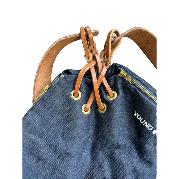 Maui HI Treehouse Designs Mauna Backpack Sling Denim Leather Young Living Zipper - Picture 6 of 8
